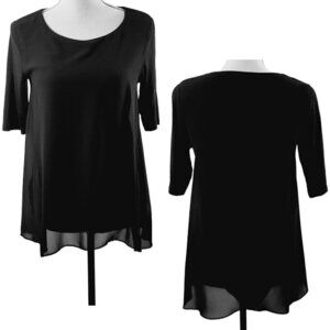 Ann Taylor Women’s Black Slip Lined Short Sleeve Split Back Blouse - Size Small